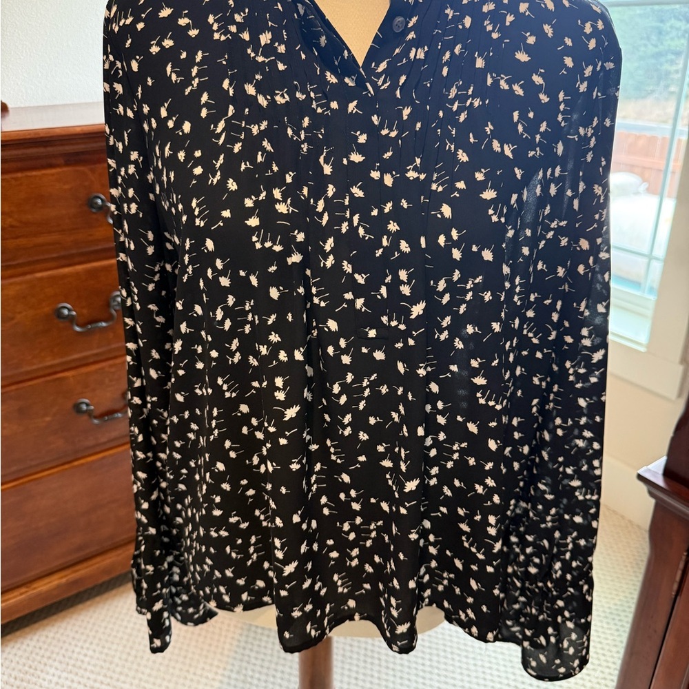 J. Crew Black and White Patterned Blouse
